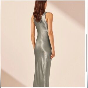 Shona Joy La Lune High Neck Cowl Silk Maxi Dress - Sage